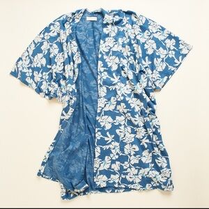 Blue Floral Women’s Swim Coverup Kimono